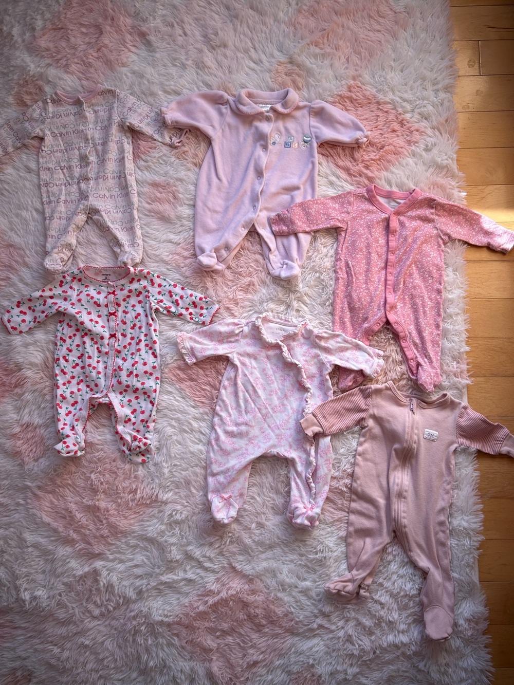 Baby Girls Pink One-Piece Footed Sleepers - Soft Pink Pack - Size 3M
